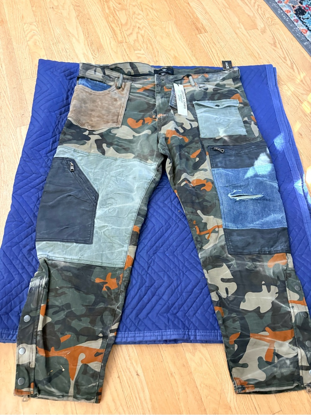 Jordan Craig Men's Patchwork Camo Cargo Pants in Green and Orange